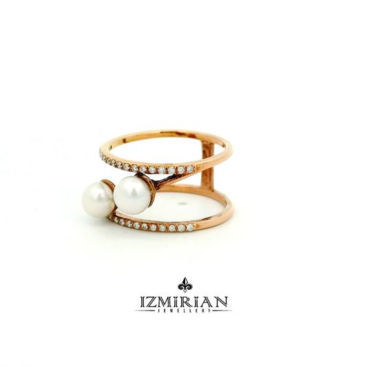Pearl Tiered Diamond Ring
