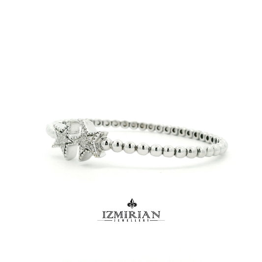 Twin Star Diamond Bracelet in White Gold by Izmirian Jewellery