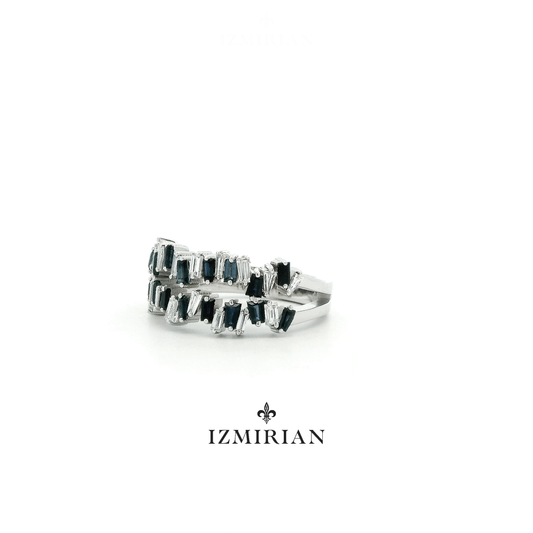 Alternating Sapphire Diamond Baguette Stack Ring