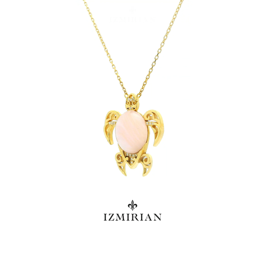 Tribal Quartz Turtle Diamond Necklace