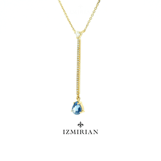 Lariat Sapphire Teardrop Diamonds Necklace