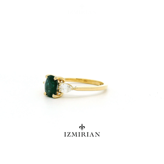 Deep Green Sapphire Diamond Rings