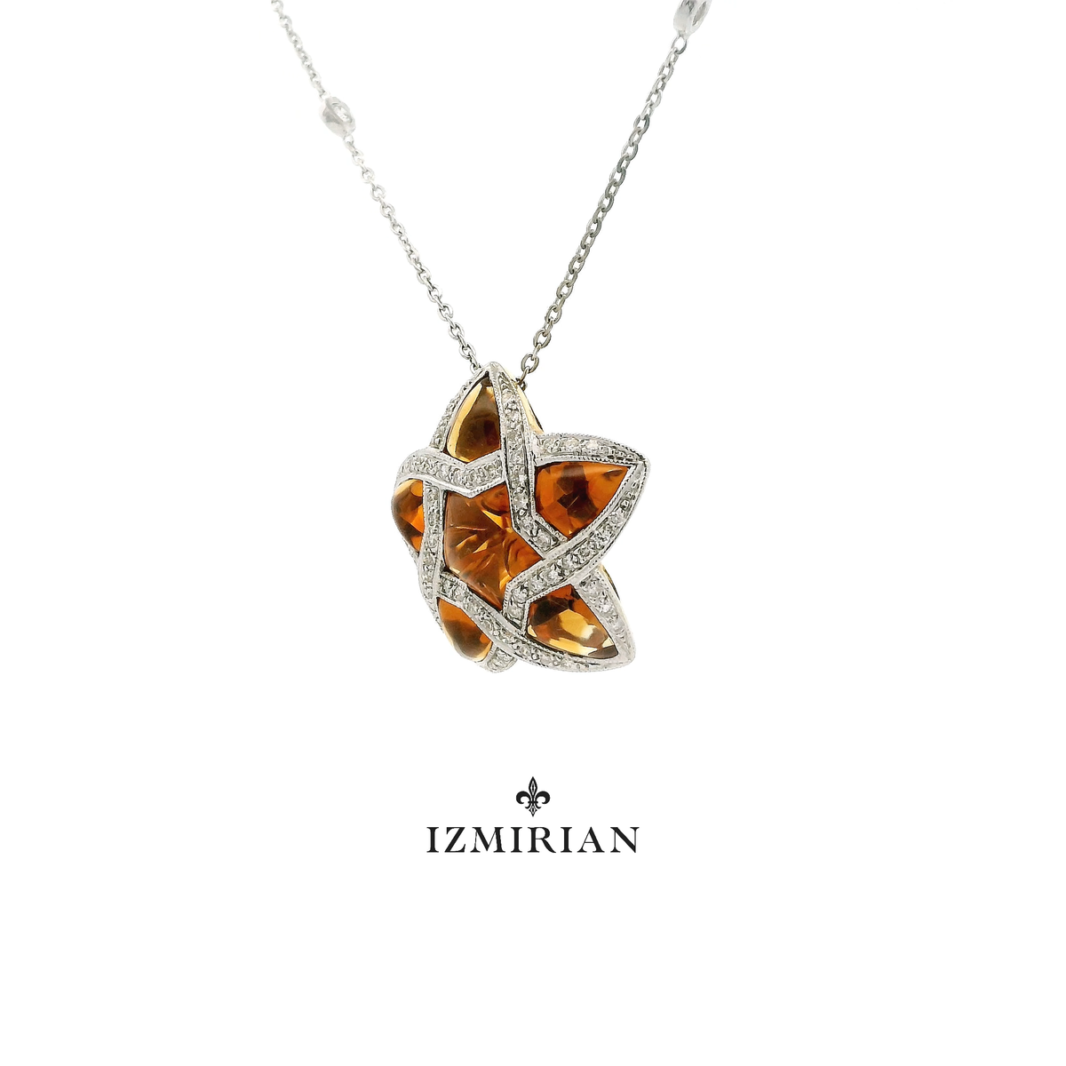 Interlocking Citrine Star Necklace