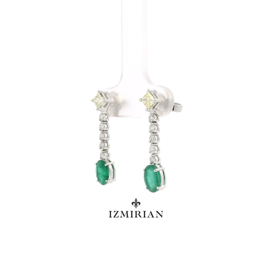 Emerald Diamond Line Earrings