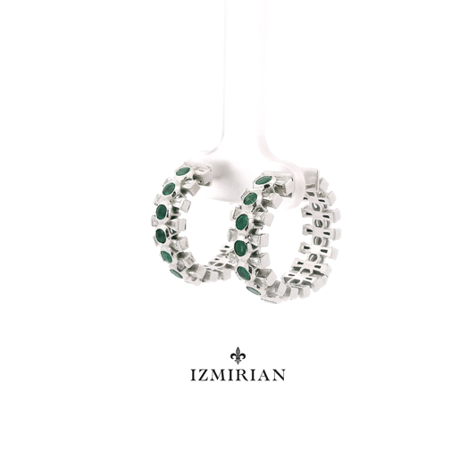 Emerald Huggie Diamond Earrings
