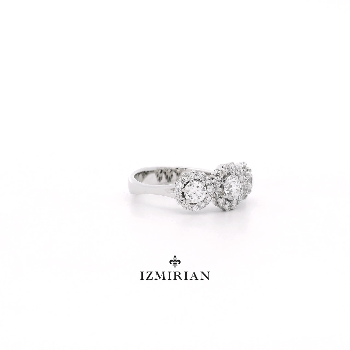 Three Halo Diamond Ring