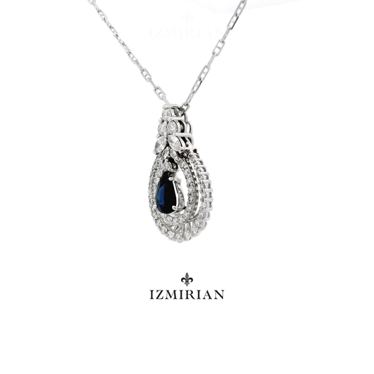 Teardrop Sapphire Diamond Necklace