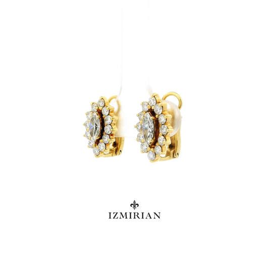 Marquise Halo Diamond Stud Earrings