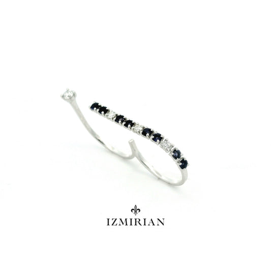 Diamond Line Sapphire Double Ring