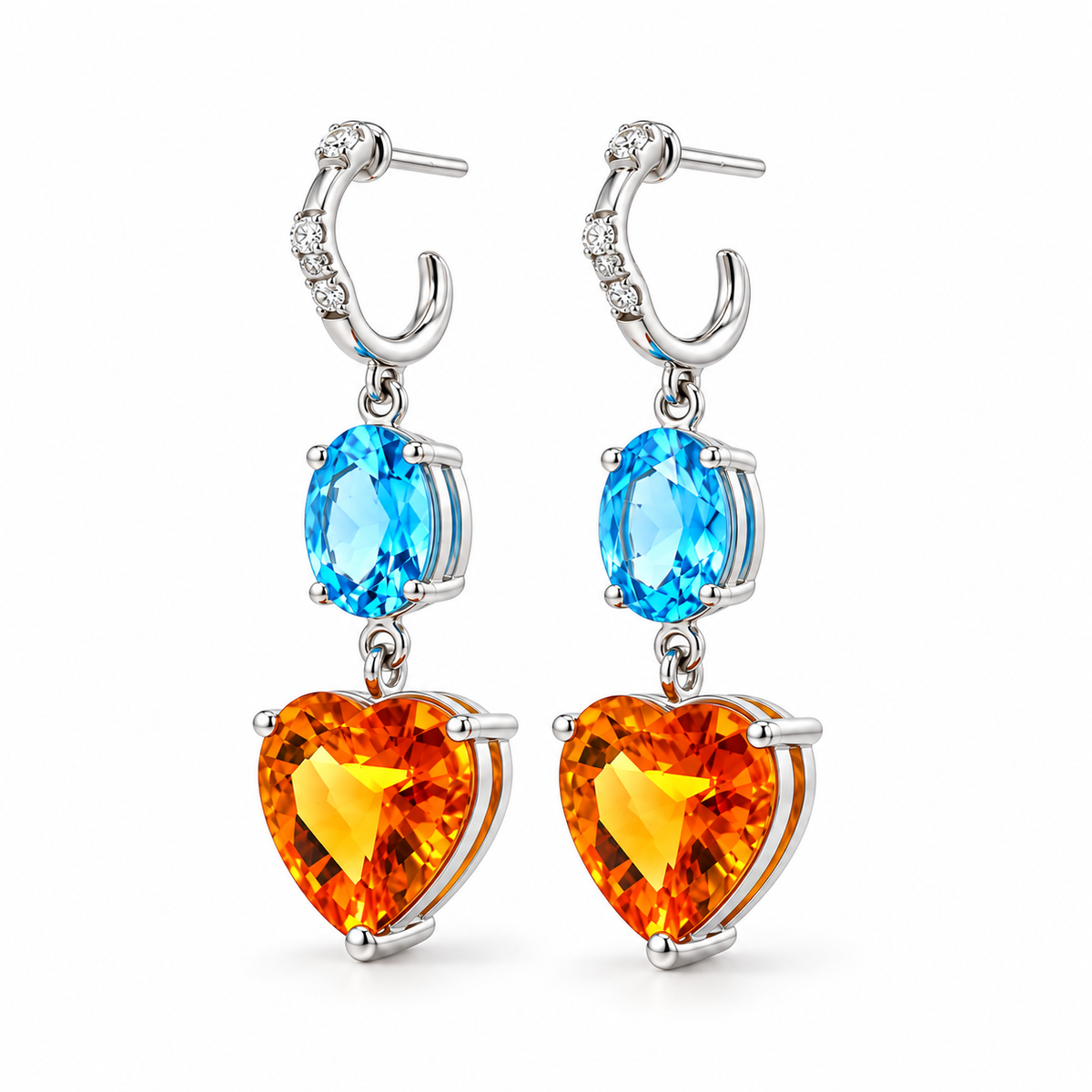 Solstice Heart Drop Diamond Earrings
