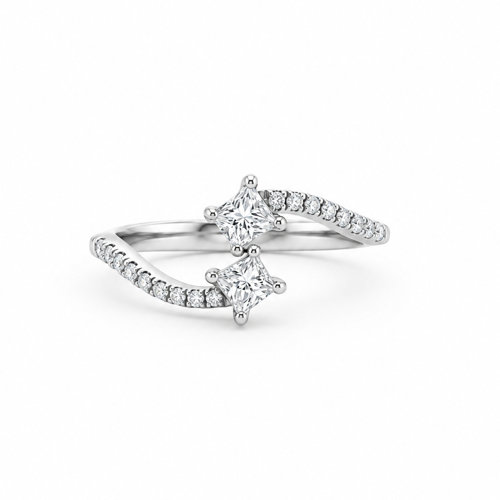 Twin Princess Diamond Ring in white gold