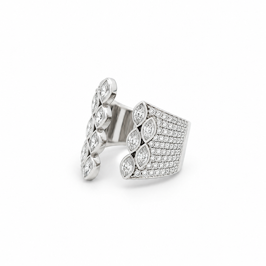 Marquise Diamond Pavé Cuff Ring