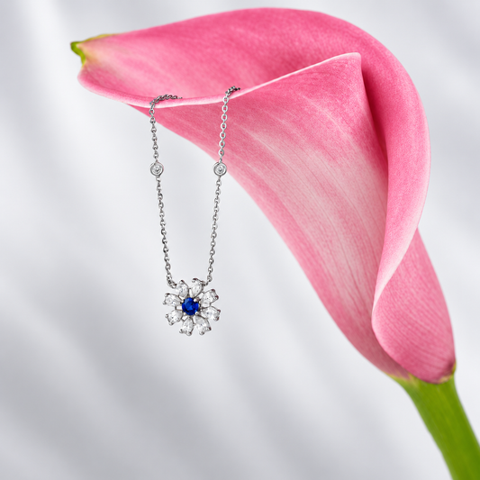 Sapphire Flora Diamond Necklace