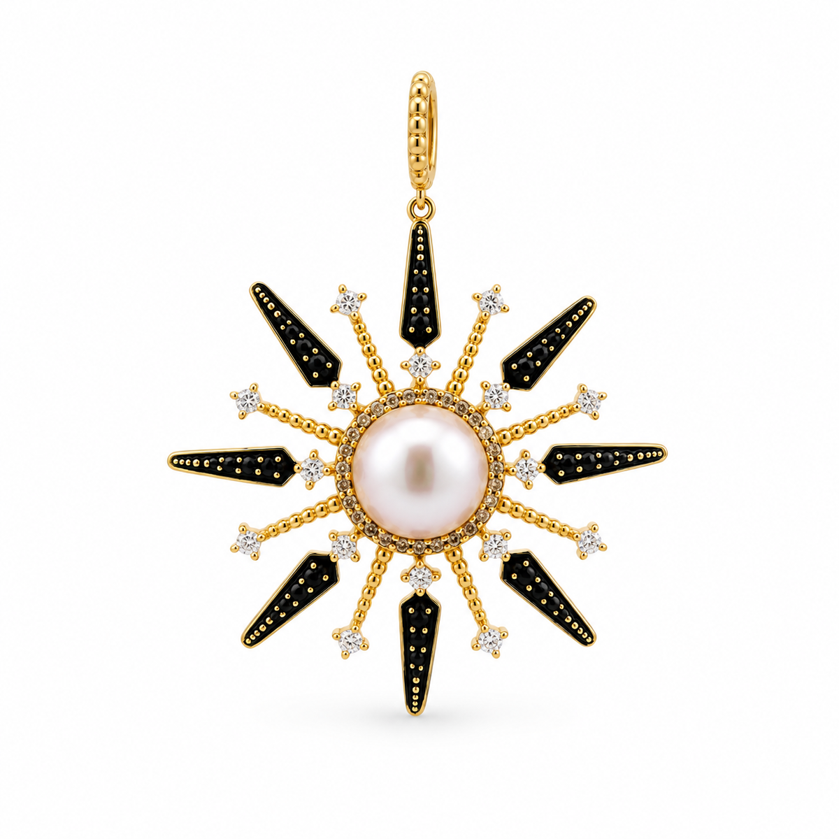 Noir Soleil Pearl Pendant in yellow gold