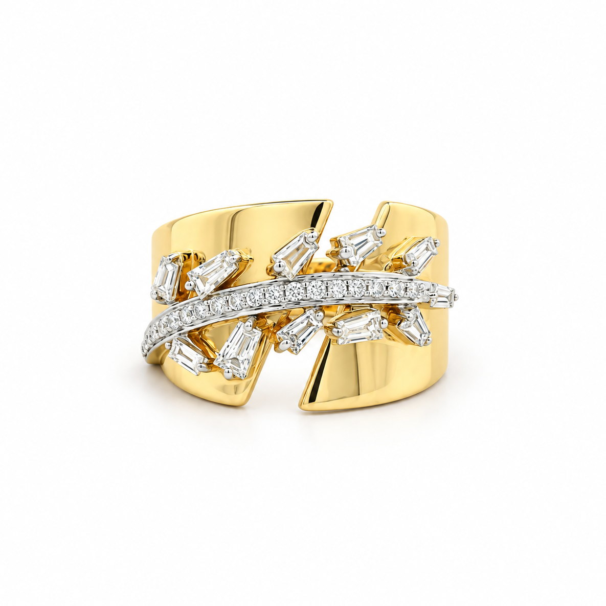 Diamond Burst Open Cuff Ring