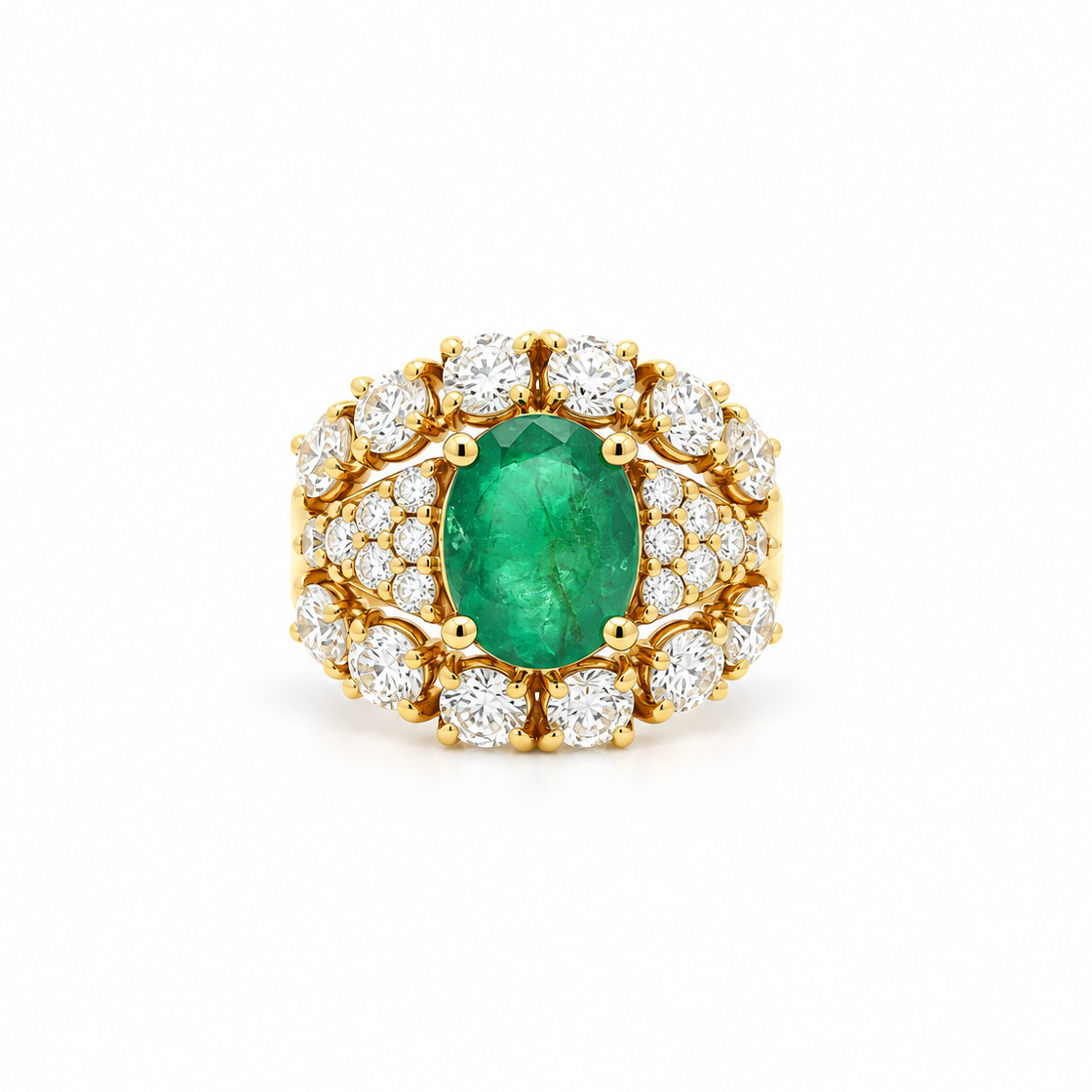 Regal Emerald Diamond Ring in yellow gold