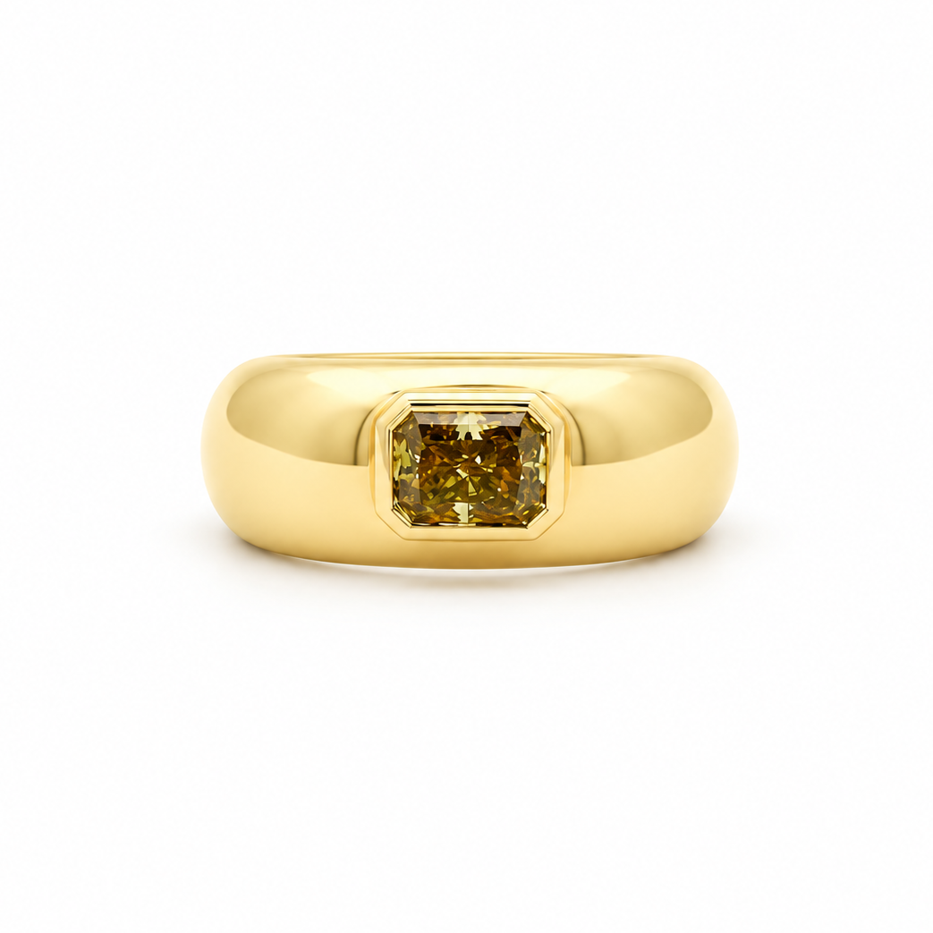 Yellow Diamond Signet Ring in yellow gold