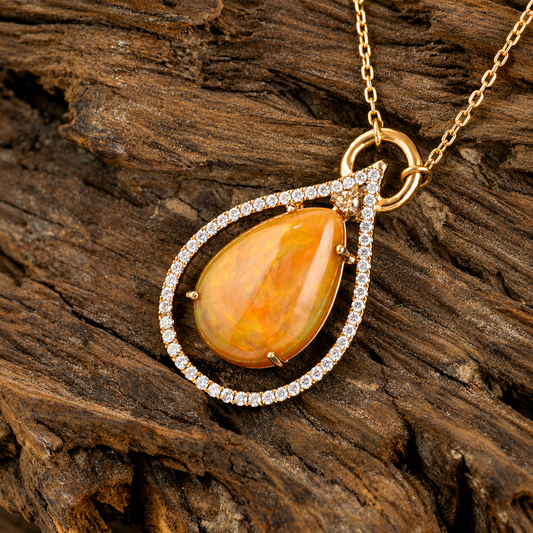 Honey Flame Opal Necklace