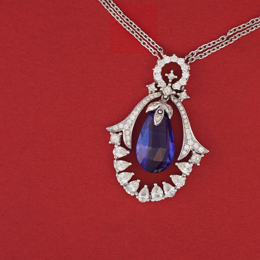 Ornate Tanzanite Diamond Necklace
