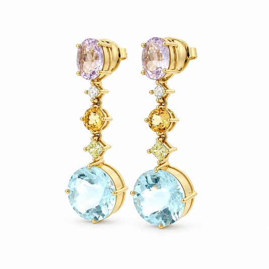 Spring Blossom Drop Diamond Earrings