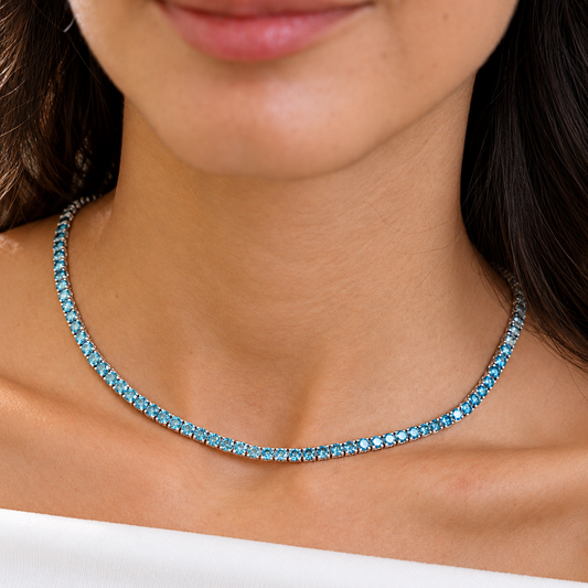 Blue Diamond Tennis Necklace