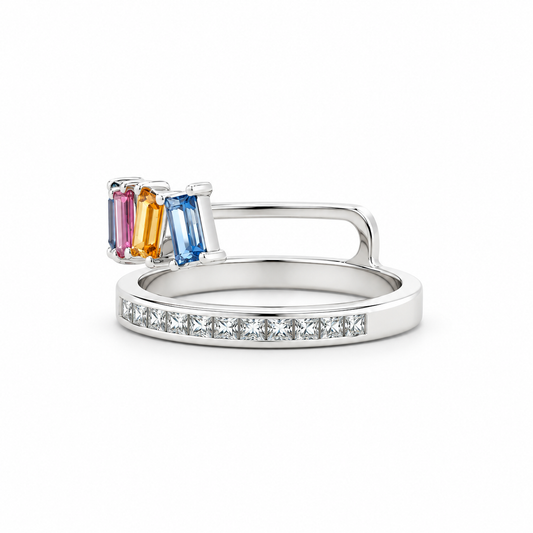 MultiColor Sapphire Baguette Diamond Ring