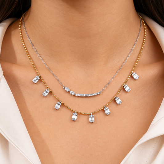 Baguette Diamond Charm Necklace