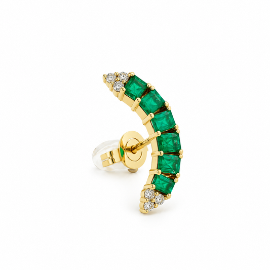 Emerald Curve Diamond Earring