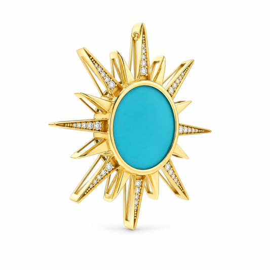 Turquoise Sunburst Diamond Pendant