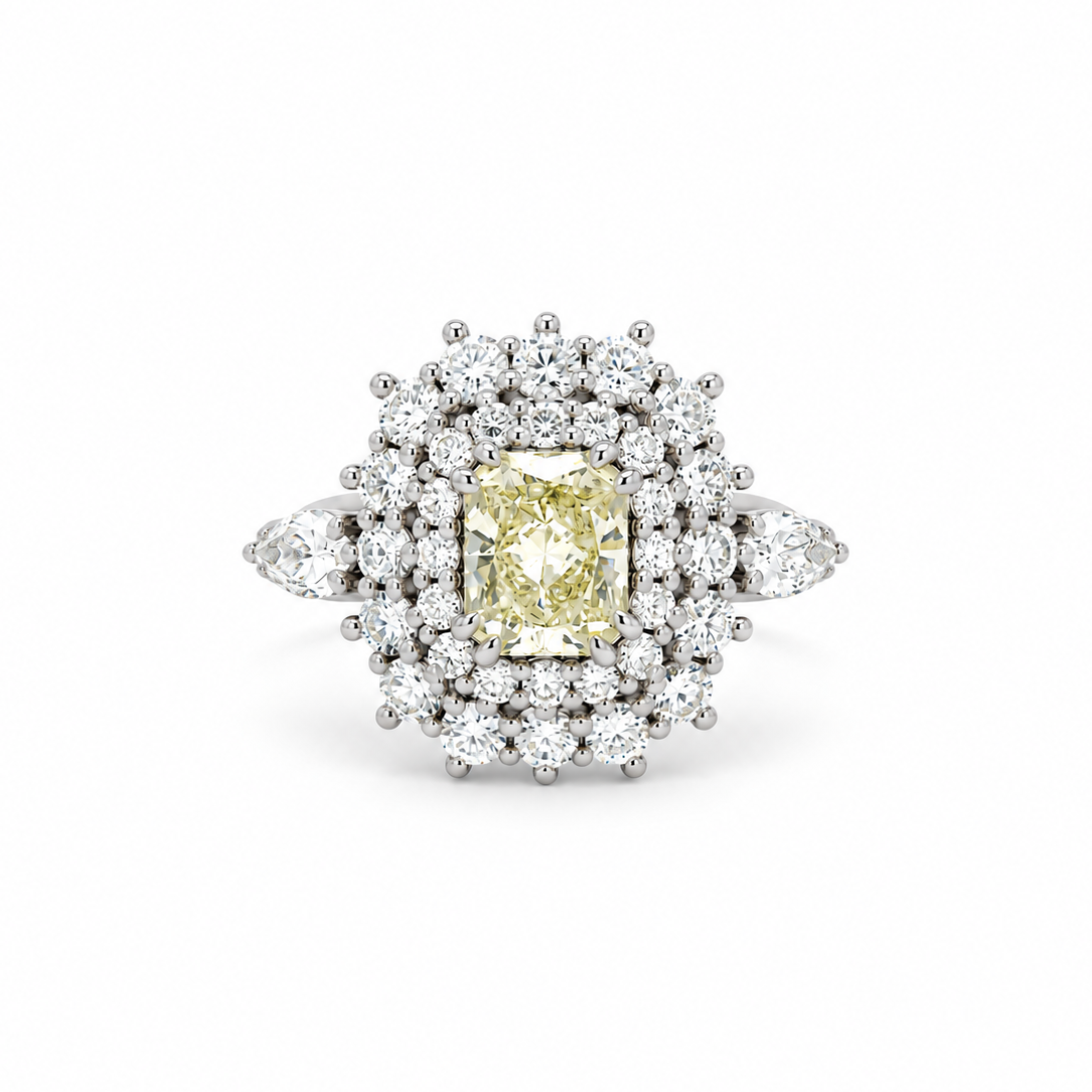 Radiant Diamond Cluster Ring in white gold