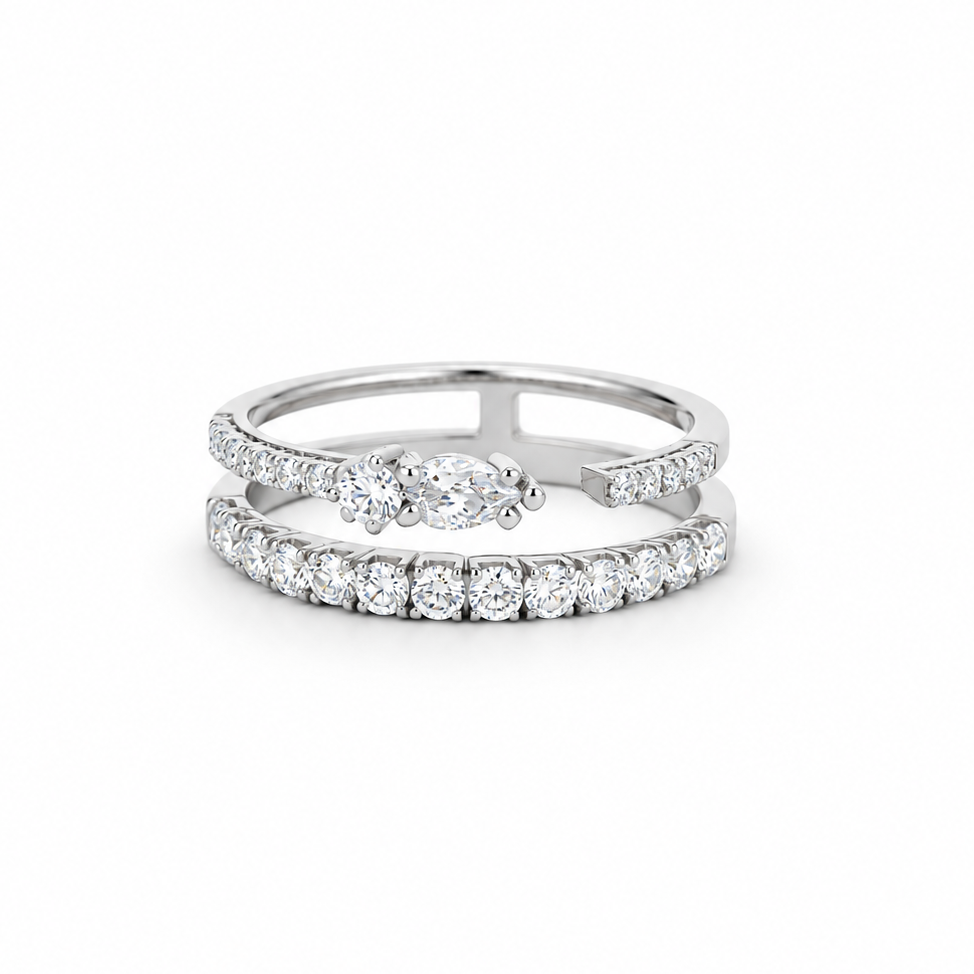 Tiered Diamond Open Band Ring in white gold
