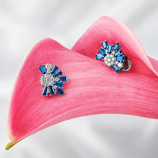 Sapphire and Diamond Fan Earrings