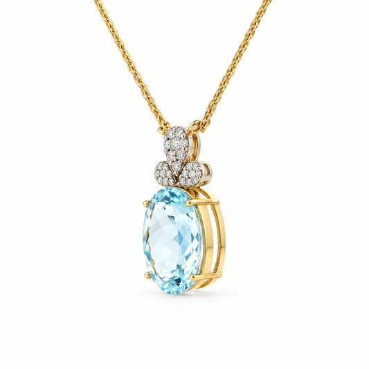 Diamond Cluster Topaz Necklace