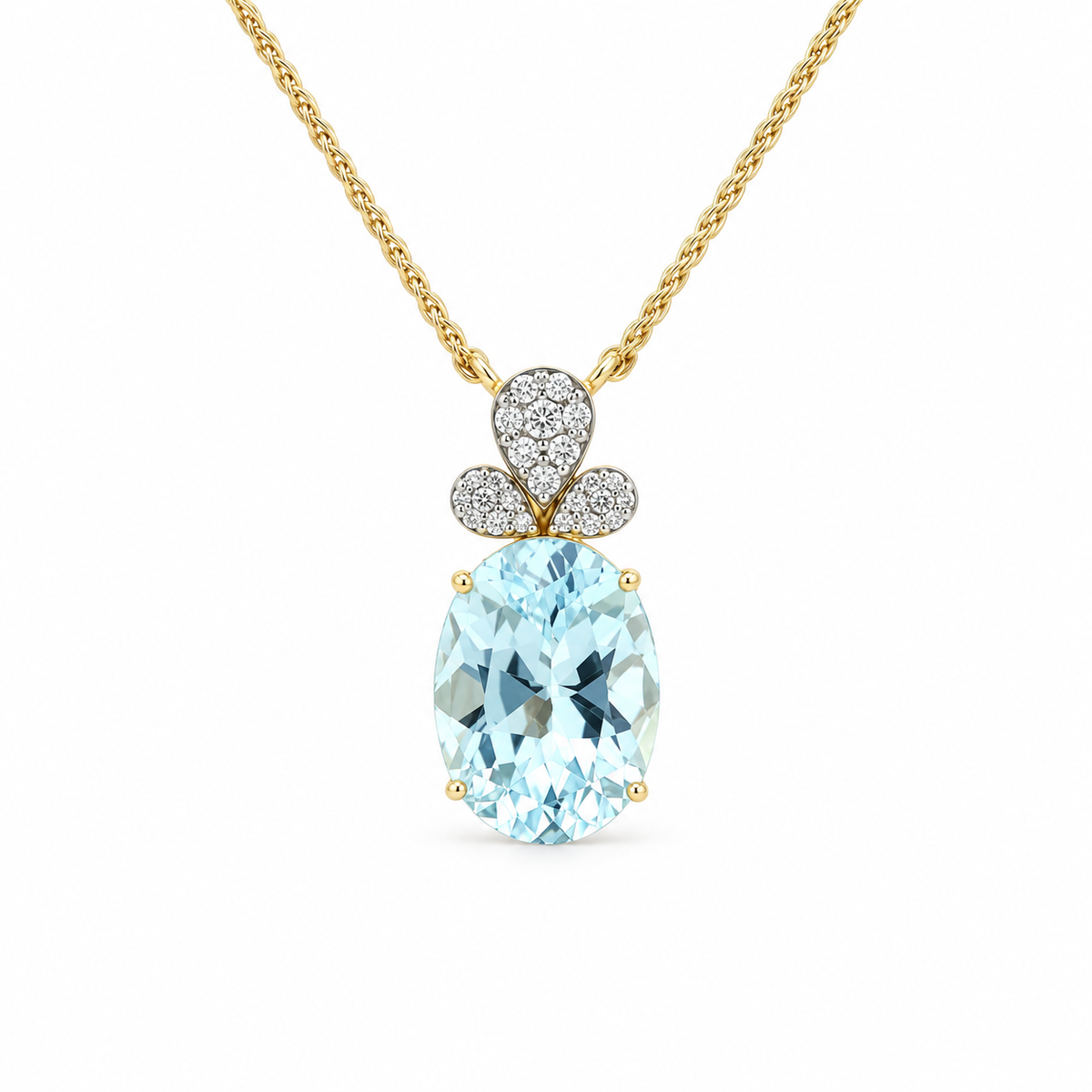 Diamond Cluster Topaz Necklace in yellow gold
