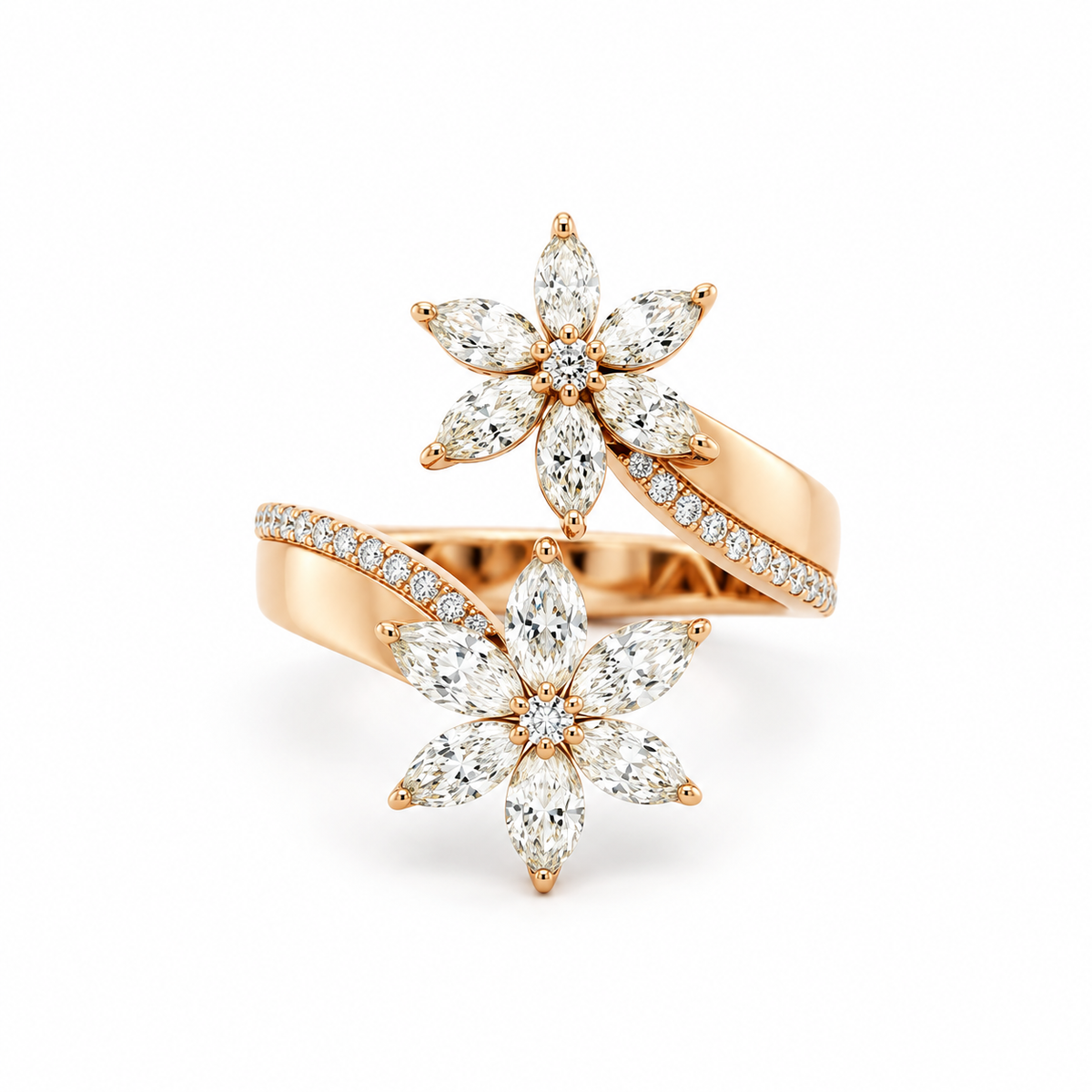 Fleur Duet Diamond Ring in rose gold