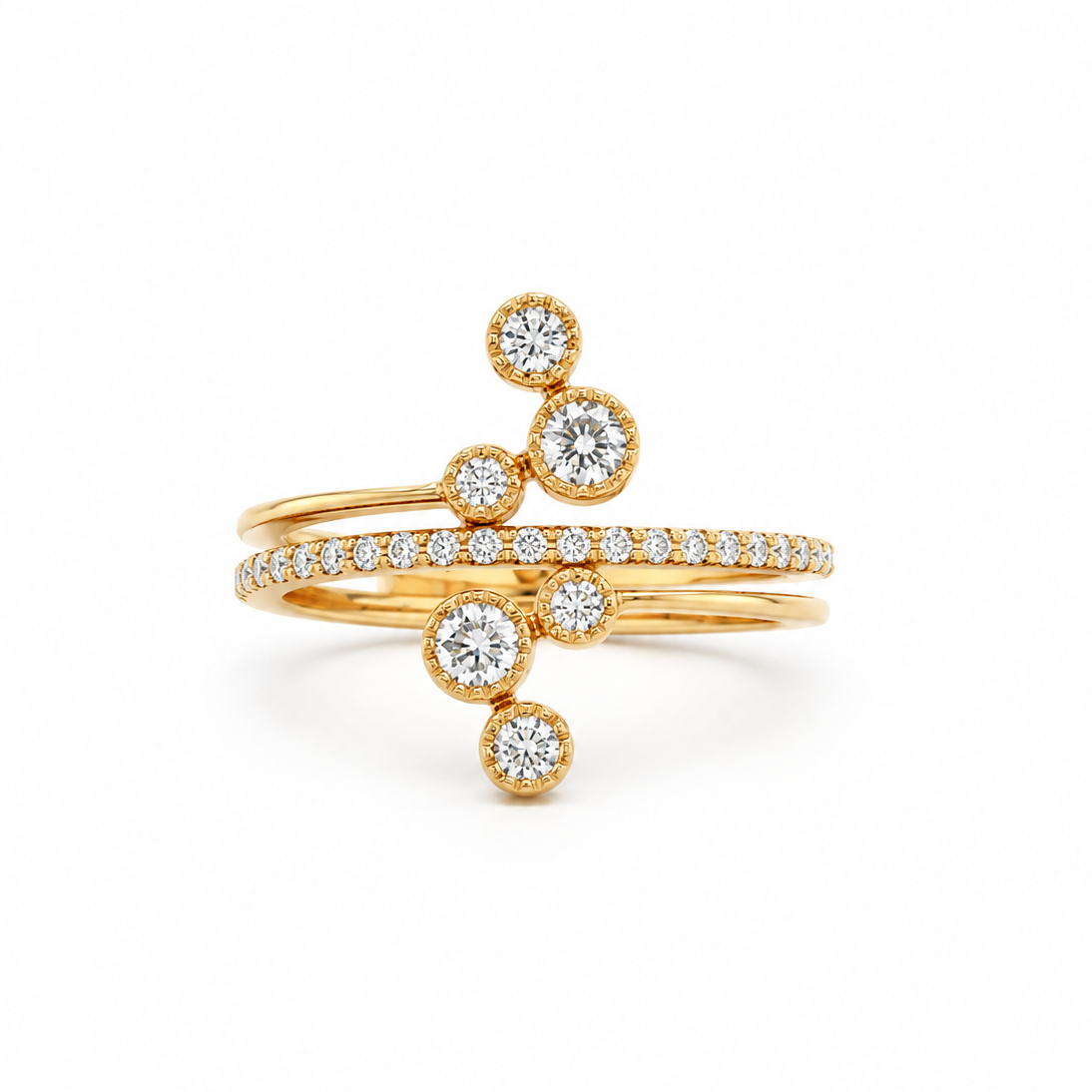 Bezel Bubble Diamond Ring in rose gold
