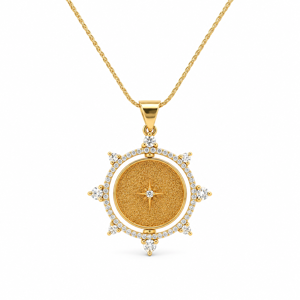 Solstice Diamond Medallion Necklace in yellow gold