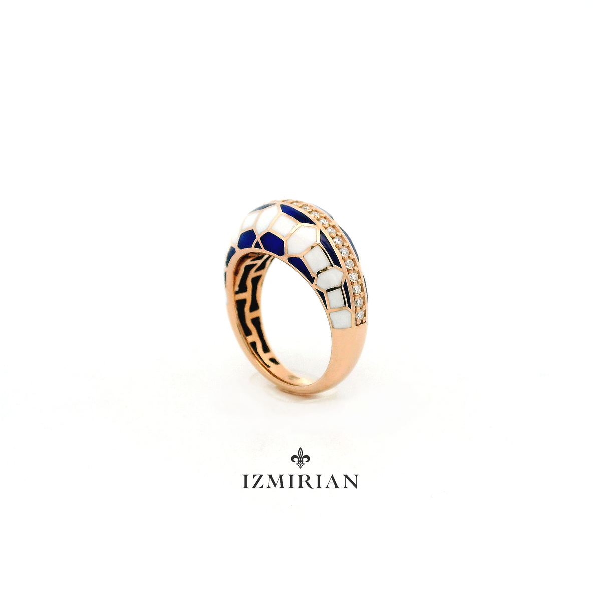 Geometric Enamel Dome Diamond Ring