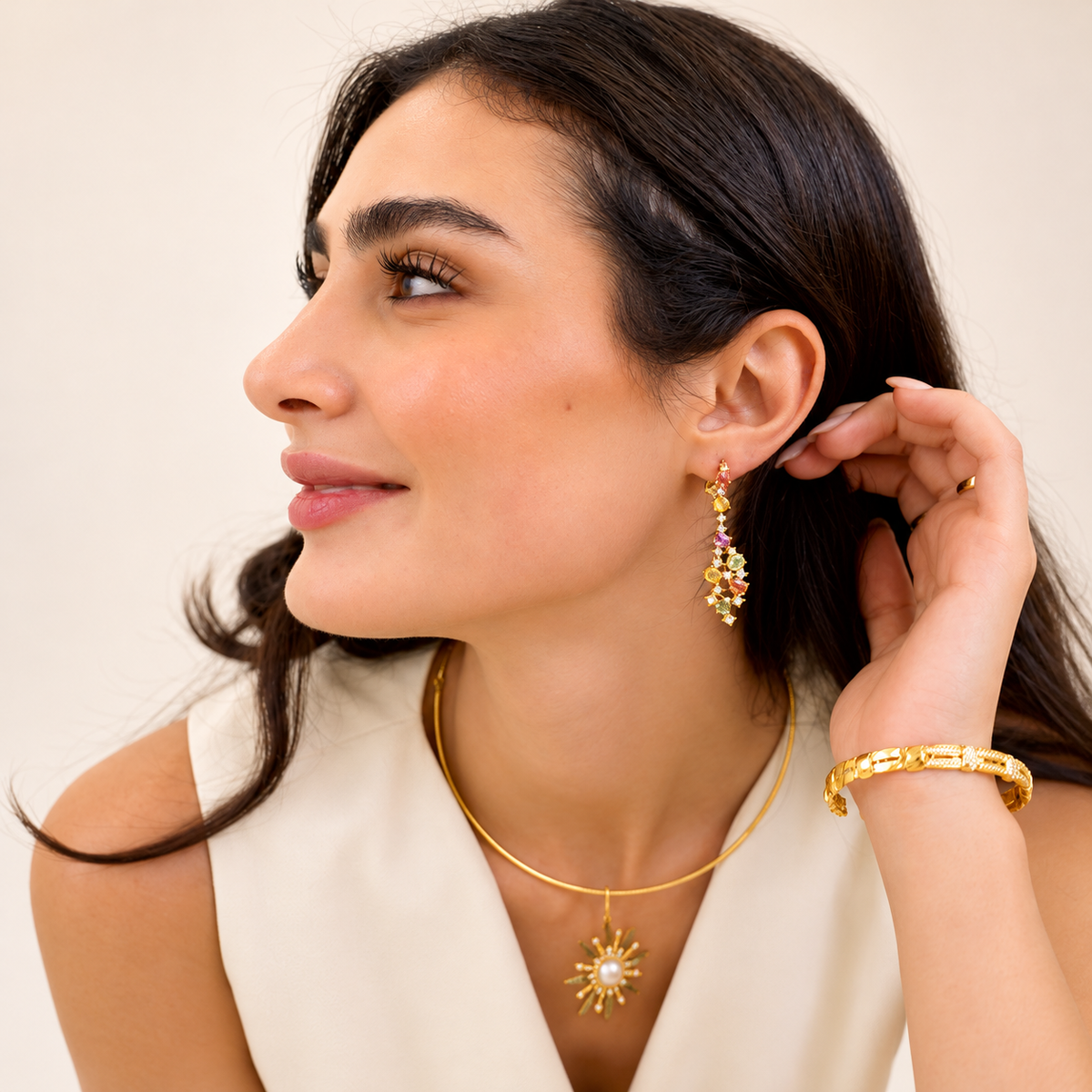 Chromatic Cascade Diamond Earrings