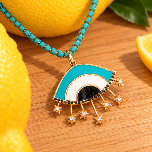 Celestial Enamel Eye Diamond Necklace
