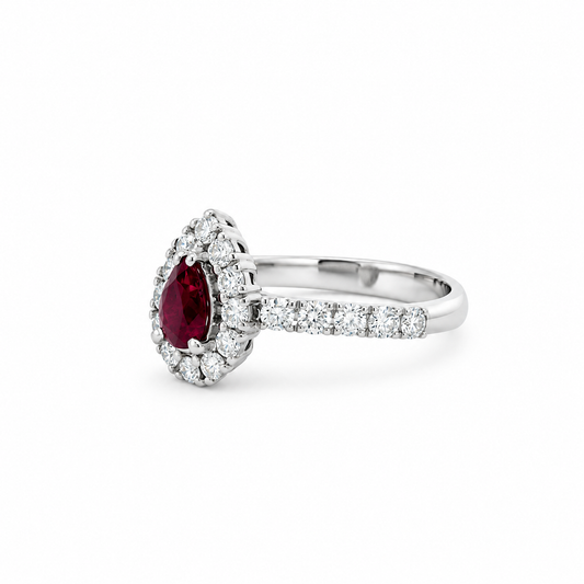 Crimson Teardrop Diamond Ring by Izmirian Jewellery