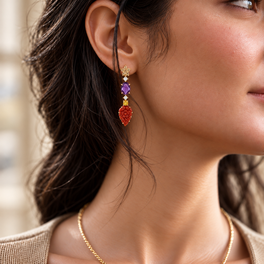 Coralia Gemstone Drop Earrings