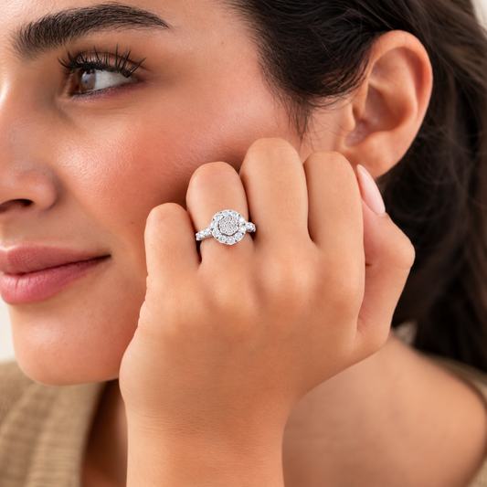 Rosette Diamond Cluster Ring