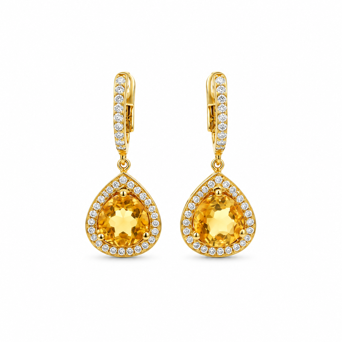 Citrine Drop Diamond Earrings