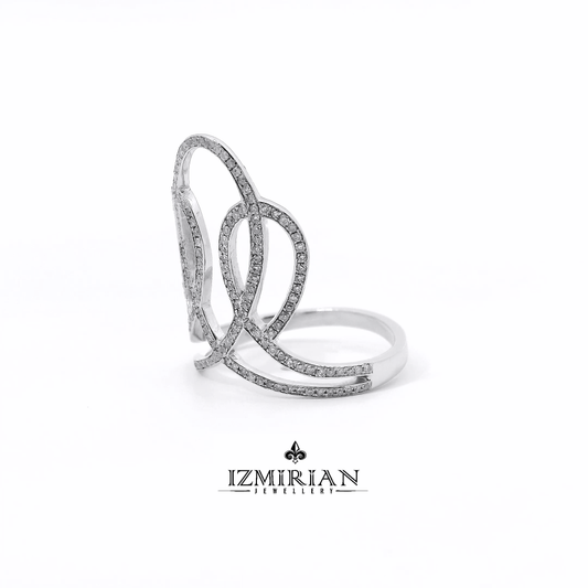 Pavé Diamond Lotus Filigree Ring