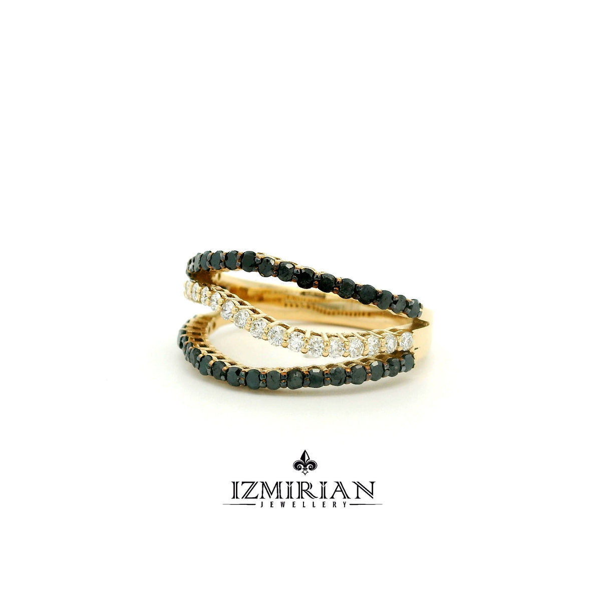 Three Row Diamond Wave Ring