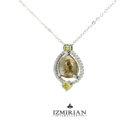 Teardrop Rose Cut Halo Diamond Necklace