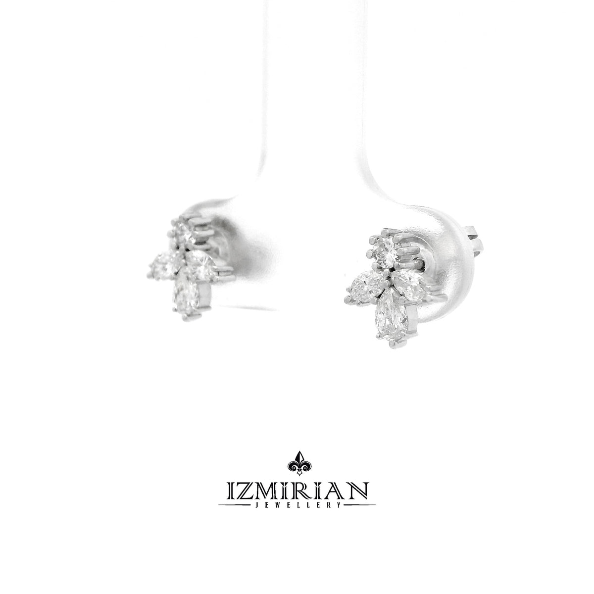 Diamond Trefoil Stud Earrings