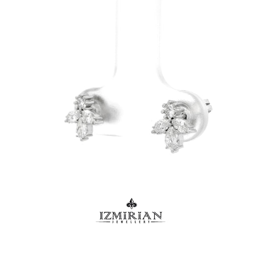 Diamond Trefoil Stud Earrings