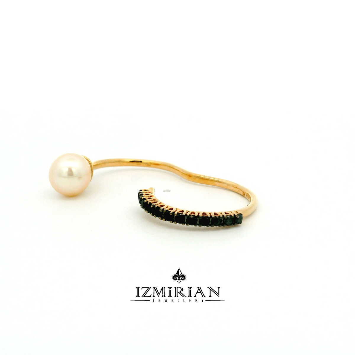 Black Diamond and Pearl Double Ring